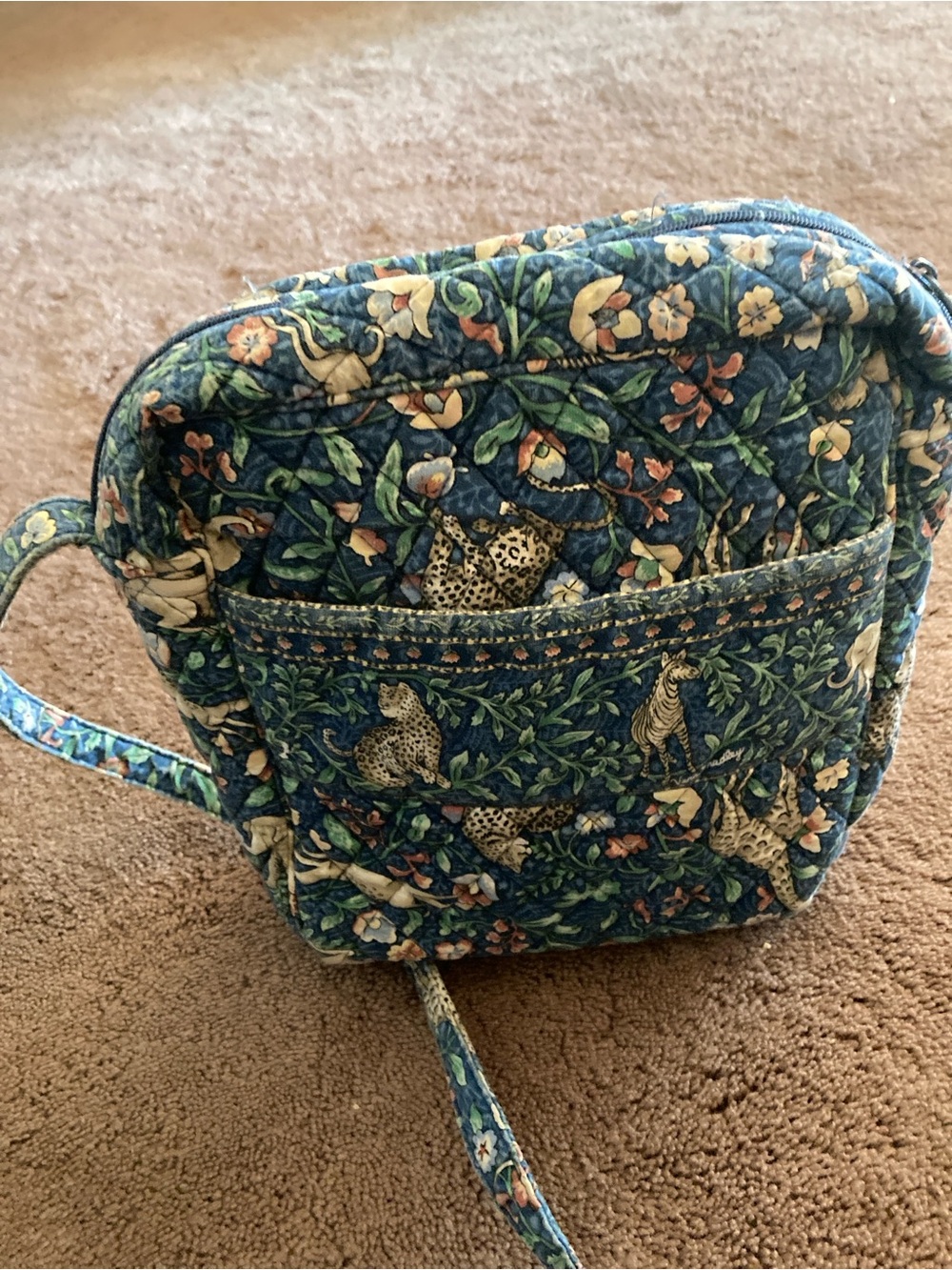 Vera Bradley Blue Floral & Leopard Quilted Crossbody